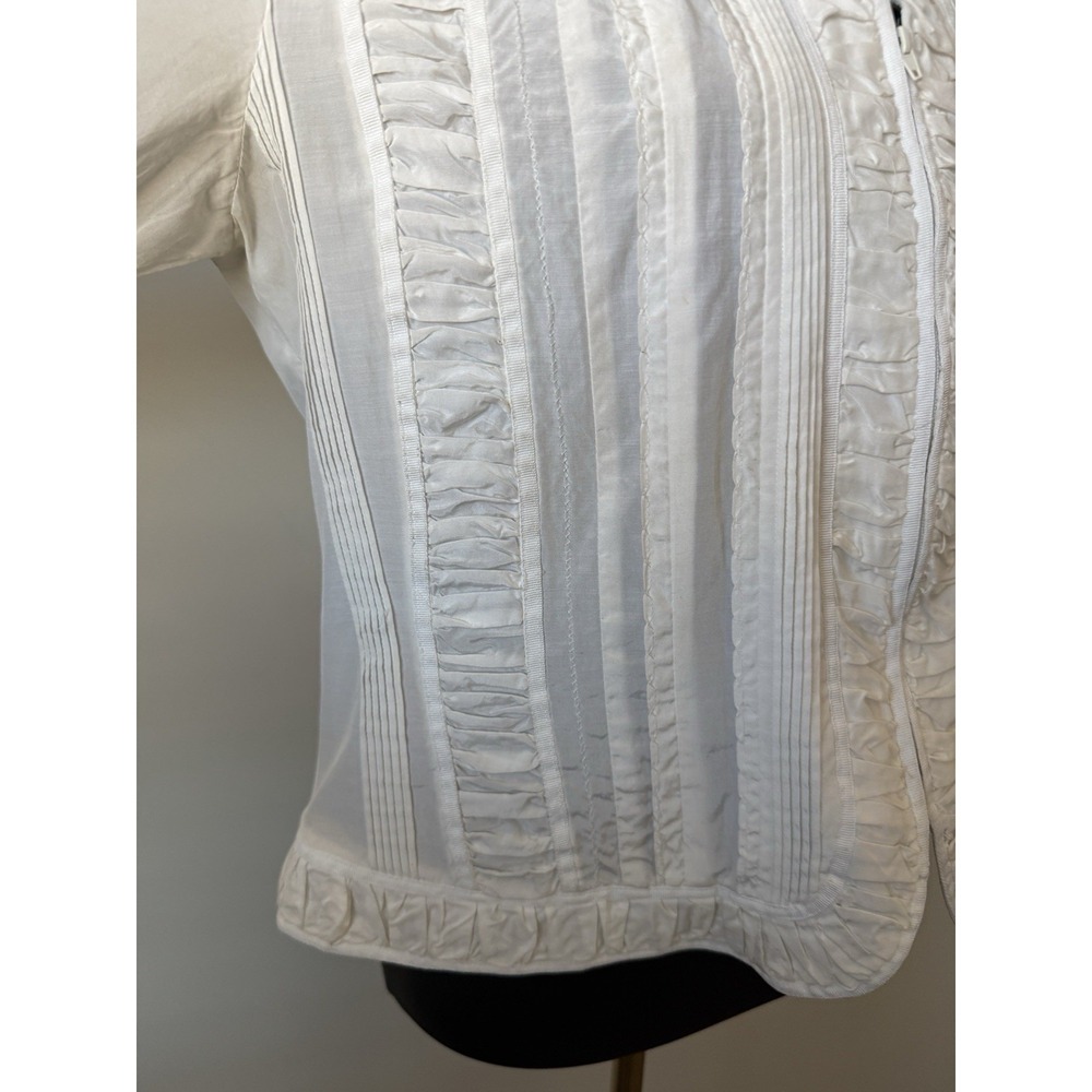 Coldwater Creek Women's PL Silk Blend Ivory Whimsy Ruching Jacket Petite - Picture 2 of 16